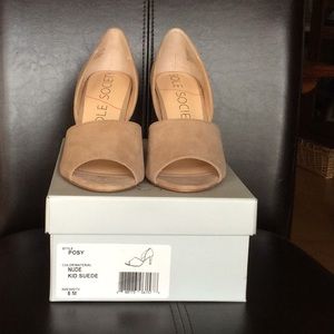 Sole Society Nude Peep Toe Pumps.